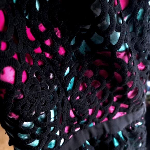 Anthropologie Women’s Dress Whimsigoth Coquette Lace Overlay Jewel Tone Size XS - Picture 9 of 12